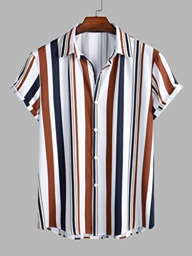 Image of DHRUVI TRENDZ Men's Rayon Regular Fit Casual Shirt | Stylish Printed Formal Shirts for Men | Short Sleeve Lightweight Summer Outfit | Soft Breathable Button-Down Summer & Casual Shirt's