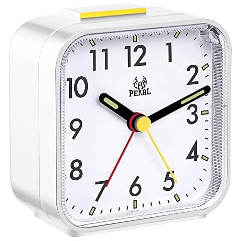 m zimoon Silent Alarm Clock Bedside Non Ticking Battery Powered Silent Analogue Table Clocks with Night Light Snooze Function Large Display Silent Small Desk Clocks for Bedroom Office (White) Cover