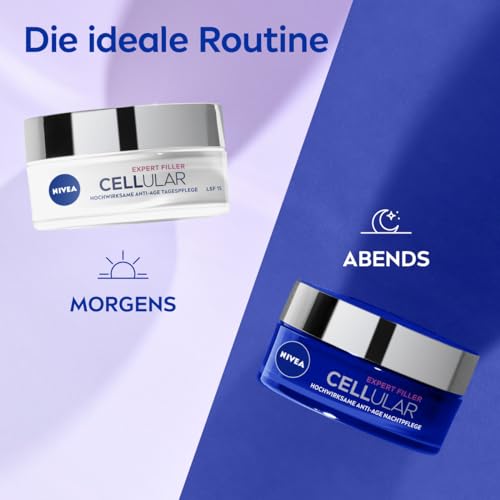 NIVEA Cellular Expert Filler Hochwirksame Anti-Age Tagespflege LSF 15, extra straffende Gesichtspflege mit Auffüllungseffekt, aufpolsternde Tagescreme mit Hyaluronsäure & Sonnenschutz (50 ml) 4
