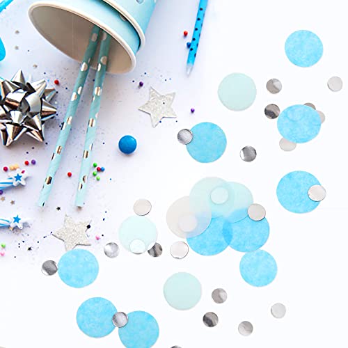 Image of VCOSTORE 1 Inch Tissue Paper Confetti Circles,1.76oz Round Paper Table Confetti Circle Dots, Suitable for Birthday Wedding Party Decoration and Baby Shower decorations,Blue and White,5000 Pieces