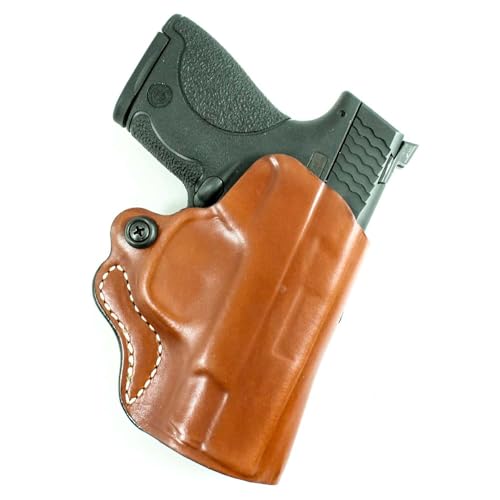 DeSantis Mini Scabbard, Gun Holster with Secure Grip,Leather Molded, Right Hand Draw, Unisex,Tan, FITS:S&W M&P Shield 9/40,S&W M&P Shield M2.0 9/40