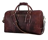 Leather Travel Duffle Bag | Gym Sports Bag Airplane Luggage Carry-On Bag By Aaron Leather (Walnut)