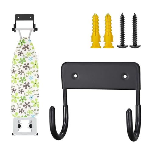 HXSYKJDM Ironing Board Hanger, Stainless Steel Ironing Board Hook, Wall Mounted Storage Wall Bracket for Y-Leg or T-Leg Small and Large Ironing Board