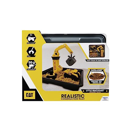 Image of CAT Construction Toys Little Machines Ground Crew Playset with Insta-Dirt - Sensory Toys for Kids Ages 3 and Up - 15X Fast-Growing Dirt Compound & 2 Vehicles - Ideal Gift for Boys & Girls