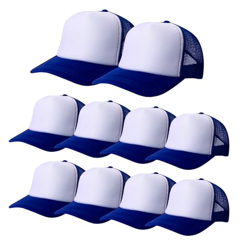 Image of 10 Pack of Blank Trucker Hat Bulk Mesh Cap Men and Women Baseball Cap DIY Graffiti Hot Stamping Duck Tongue Cap