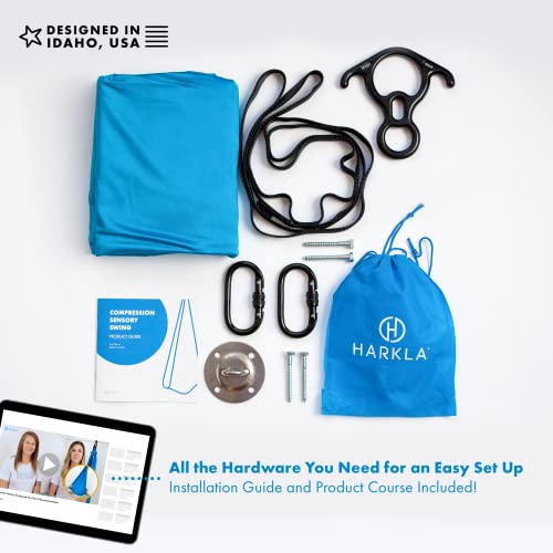 Harkla Sensory Swing - Indoor Swing For Kids With Autism, Adhd, Or Sensory Processing Disorder - Comes With Rock Climbing Rated Hardware And Soft Nylon Fabric For Calming Effect, Holds Up To 200Lb #TOP5