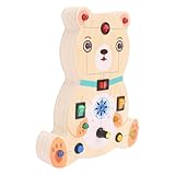 Hamwesh Juguete de Tablero Sensorial con Interruptor de Madera, Juego de Mesa de Circuito Educativo de Aprendizaje Temprano con Simulación de Patrón Animal, para Niños Mayores de 3 Años (Osa)