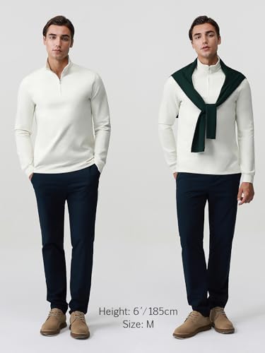 Cotton Blend Quarter-Zip Sweatshirts for Men 260 GSM Stretch Ponte De Roma Long Sleeve Pullover Shirts3