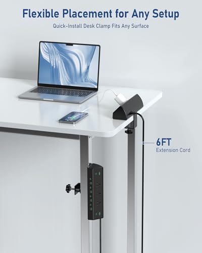 Image of Jgstkcity 90W Desk Clamp Power Strip,12 USB Ports (6 PD 45W USB-C),Surge Protector,ETL Listed Power Hub Extension Cord,Fast Charging Station for Home Office Desk Edge Mount (Black,12 USB-90W)