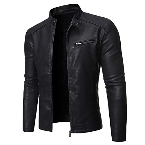 Veste en cuir pour hommes col mince manteau PU décontracté automne