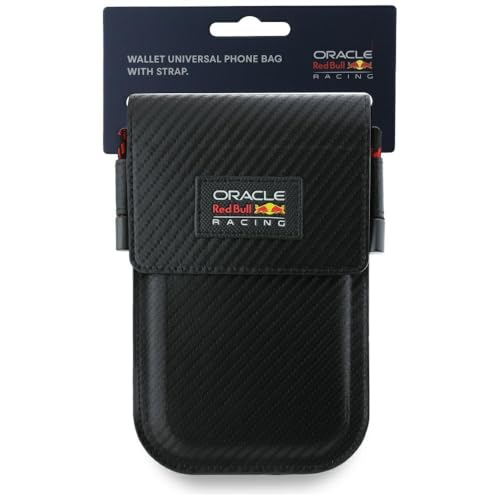 Image of REDBULL Racing Universal Wallet Crossbody Bag Official Licensed by CG Mobile - PU Carbon with Logo, Protective Smartphone Sling Pouch & Travel Shoulder Wallet Bag for Men & Women -Black