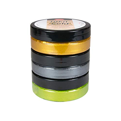 VIVA DECOR Inka Gold Cire métallique scintillante 3 couleurs assorties (ETHNO). Polir avec un chiffon doux. Supports : papier, bois, encadrement, béton, argile. Séchage rapide