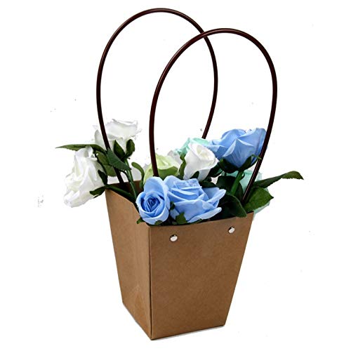 MURUI 5 STKS Kraft Papieren Zakken Bloembak met Handvat Waterdichte Boeket Bloemist Gift Verpakking Doos Valentijnsdag Rose Dozen Party Decoratie YC0222 (Kleur: A 1)