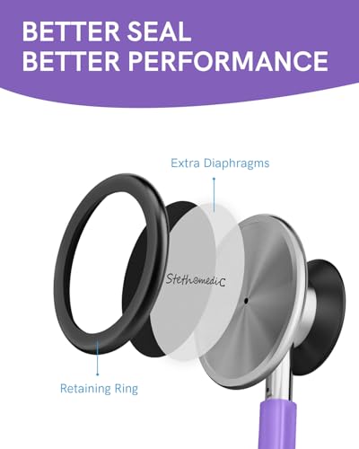 Image of FriCARE Dual Head Stethoscope - Stethoscopes for Nurses, Medical Nursing Students, Paramedics /EMT /LVN /VNA Backup Estetoscopio, Lavender Purple Tube, Stainless Steel Chestpiece