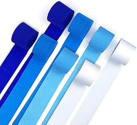 Blue Crepe Paper Streamers 8 Rolls 656 ft Crepe Paper Decorations for Birthday Party, Baby Shower or Reunion (Blue Gradient)