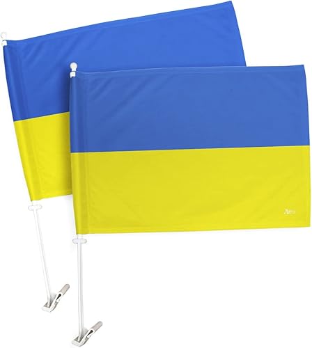 Miniatura 5 de Bandera de Ucrania Para Carros Bandera de automóvil ucraniana para ventana con soporte de poste con decoración de casa de Ucrania, pancarta de
