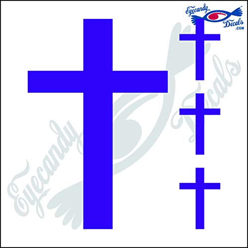 Image of Cross Plain 6 inch Plus 3 Small Decal Sticker Purple