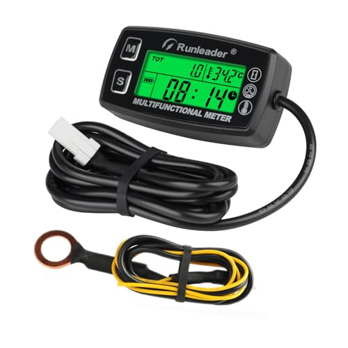 Runleader Compteur horaire numérique,jauge de température du moteur, alerte RPM et...