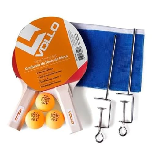 Vollo Kit Tênis de Mesa 2 Raquetes + 3 Bolas + Rede