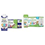 Orgain Grass Fed Clean Protein Shake, Creamy Chocolate Fudge - Meal Replacement, 11 oz, 12 Count & Organic Kids Protein Nutritional Shake, Vanilla - Great for Breakfast & Snacks, 8.25 oz, 12 Count
