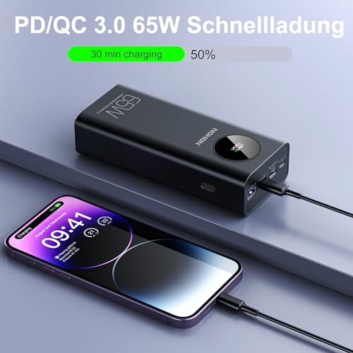 Nohon Powerbank 26800mAh mit 65W Schnellladung und LED Display