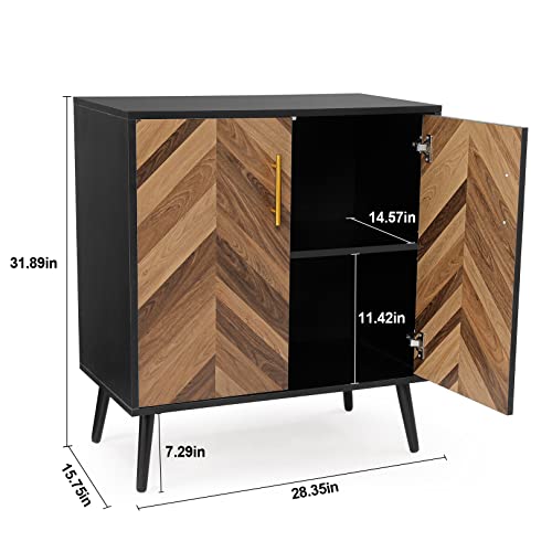 Likein Black Storage Cabinet With 2 Doors, Modern Sideboard Buffet Cabinet With Storage, Black Accent Storage Cabinet With Doors & Adjustable Shelves For Living Room, Office, Bedroom, Entryway #TOP6