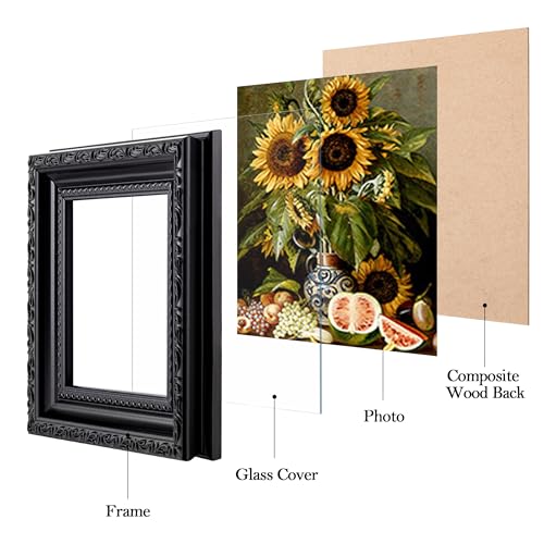 Image of eletecpro 4x4 Vintage Picture Frame, Glass Cover, Black, 2-Pack | Display Photo 4x4, Tabletop Decor