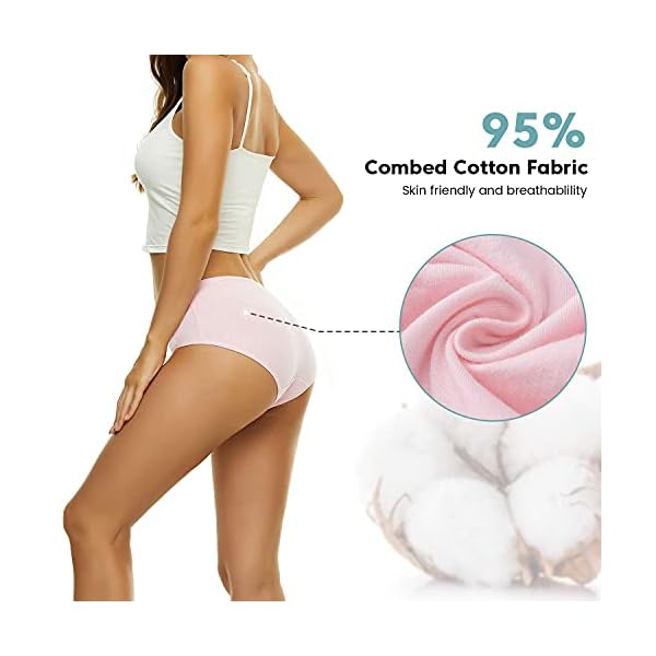 Benirap Perioden Unterwäsche Damen 3 Pack Menstruation Slip Mittlere Taille Unterhosen Damen Baumwolle Stretch… – Bild 3