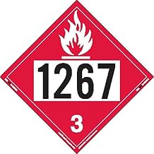 Labelmaster ZVR21267 UN 1267 Flammable Liquid Hazmat Placard, Removable Vinyl Pack of 25
