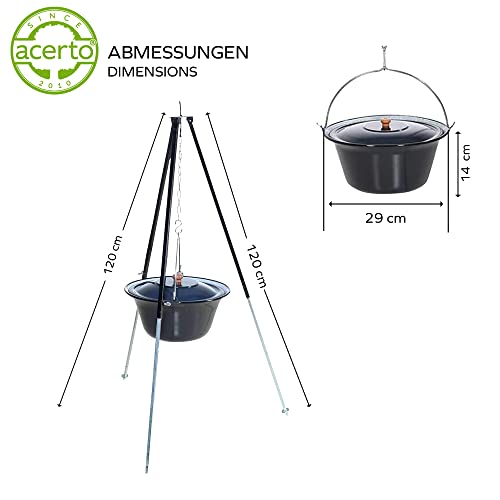 acerto 31786 originele Hongaarse goulashketel (6 liter) + driepoot frame (120 cm) * geëmailleerd * krasbestendig… - Image 4
