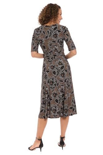 London Times Women's Midi A-line Elbow Length Sleeves with Fitted Bodice and Flared Skirt-Versatile Formal Dresses3