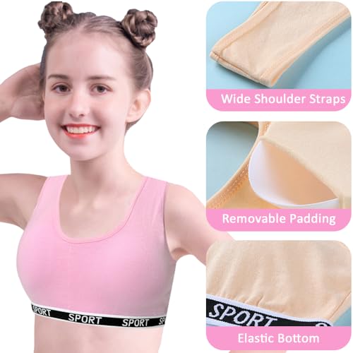 Girls Sports Bras Cotton Training Underwear with Removable Pads Teenage Crop Vest for 8-15 Years2