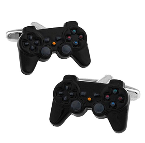 YunKo Fashion Cufflinks Silvertone/Enamel Cufflinks for Men (Game Controllers)