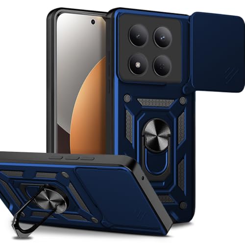 Image of AESTMO Tough Armor Redmi Note 15 Pro Plus 5G Bumper Back Case Cover | Ring Holder & Sliding Camera Shield Cover | 360 Degree Protection Back Case Cover for Redmi Note 15 Pro Plus 5G (Blue)