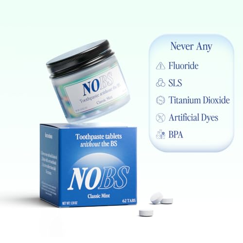Image of NOBS (No Bad Stuff) Toothpaste Tablets - Nano Hydroxyapatite, Fluoride & Plastic Free, Eco & Travel Friendly - Remineralize with NHA (1 Month) (Pack of 2)