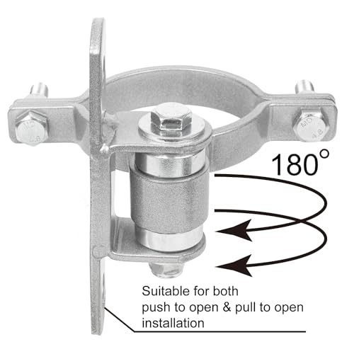Gudwells Heavy Duty 4" Round Bolt-On Sealed Bearing Industrial Metal Gate Hinges for Large Heavy Driveway Gates Up to 1100 Pounds, for Round to Square Post CI2051 Gate Hinges (Sold as a Pair) - Thumbnail 3