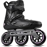 Adult Inline Skate - COSMOID High Performance Roller Skates Blades for Women & Men, 3 Wheels 110mm Metal Frame,Indoor Outdoor and Fitness Black