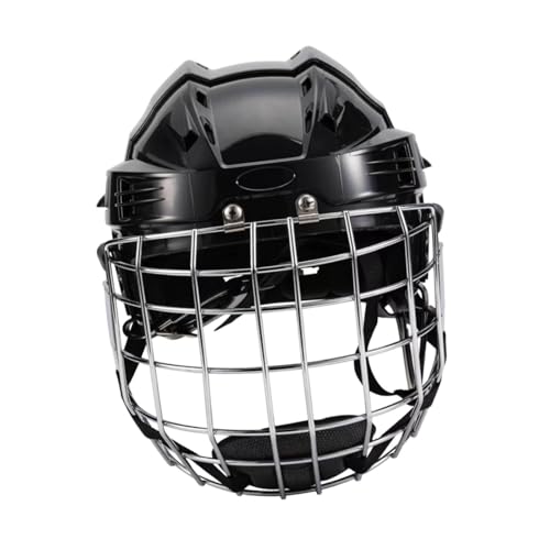 Aymzbd Ice Hockey Helmet, with Cage Lightweight High Performance Headgear, Rugby Helmet for Game Street Exercise Adults, Black, 58cm to 68cm
