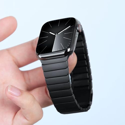 Bracelet luxe métal noir iWatch 41mm boîtier premium de style classique