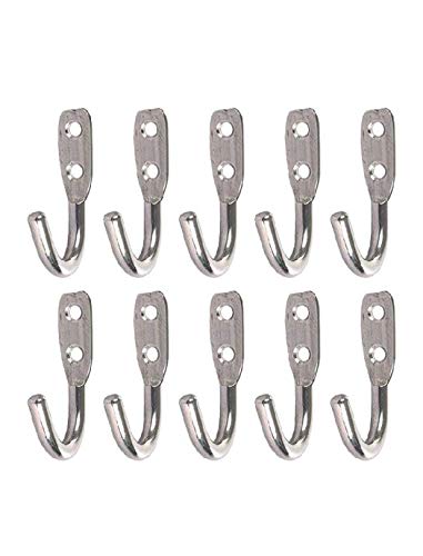 Image of iSTAR Stainless Steel Multi-Purpose J Type Hook Bathroom Hooks Cloth Hanger Wall Hook Door Robe Hooks for Hanging Keys,Clothes (Pack of 20)