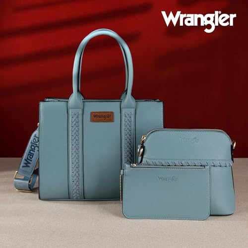 Image of Wrangler 3PCS Purses for Women Tote Bag Crossbody Handbag and Wallet Set with Guitar Strap