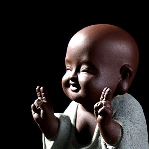 Kingzhuo Ceramic Tiny Cute Buddha Statue Monk Figurine Creative Baby Buddha Crafts Adorable Ornaments Classic Delicate Ceramic Arts And Crafts Small (7 X 10 Cm) (Green) #TOP4