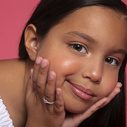 925 Sterling Silver Hot Pink Simulated Ruby Birthstone Cubic Zirconia Bezel Ring For Little Girls Size 3 - Stylish Girl Rings For Formal Occasion - July Birthday Jewelry Gift For Girls #TOP3