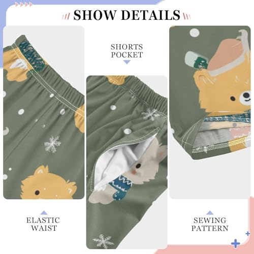 ZZXXB Lovely Pomeranian Snow Boys Long Pants Soft Trousers Elastic Waist Kids Lounge Bottoms with Pockets S-XL4