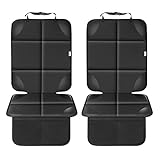 Car Seat Protector for Child Car Seat, Waterproof 600D Fabric Carseat Seat Protectors with 2 Large Pockets and Non-Slip Backing- Not Easy to Fade (Black)