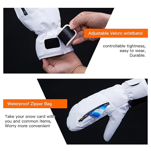 Lixada Manoplas de Snowboard para Mujeres y Hombres, Guantes de esquí Impermeables, Guantes de Nieve con Pantalla táctil para Invierno, Snowboard, Motos de Nieve - imagen 4