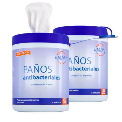 La Mejor Recopilación de Toallitas de mano más recomendados. 42 Waipy Pack de Toallas Humedas Antibacteriales | 300 Toallitas Humedas Desechables para Limpieza y Desinfección de Manos