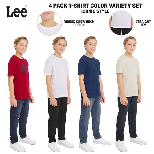 Lee Boys' 4 Pack Variety Super Soft Stretchable Tee Short Sleeve T-Shirt, Red Collection Set, X-Small - image 5
