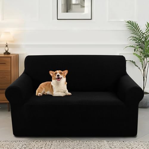 Luxshare Home Stretch loveseat Covers Washable Sofa Slipcover, Black