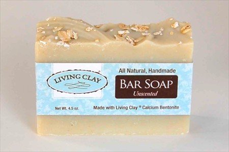 Unscented Oatmeal & Calcium Bentonite Clay Soap - 1 Bar - Living Clay Exfoliant Skin Care Soap For Oily Skin - Herbal Face & Body Soaps